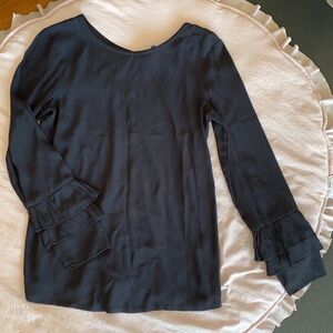 Massimo Dutti Black Ruffle Long Sleeve Size XS
